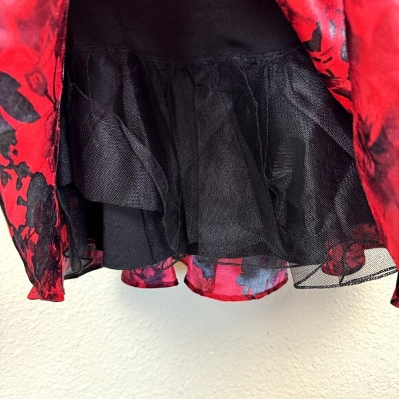 Jodi Kristopher SZ 3 Circle Skirt Red Black Lined Tulle Whimsigoth Fairy Vampire - Picture 3 of 8